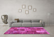 Machine Washable Patchwork Pink Transitional Rug in a Living Room, wshcon2699pnk