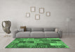 Machine Washable Patchwork Emerald Green Transitional Area Rugs in a Living Room,, wshcon2699emgrn