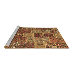 Sideview of Machine Washable Patchwork Brown Transitional Rug, wshcon2699brn