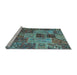 Sideview of Machine Washable Patchwork Light Blue Transitional Rug, wshcon2699lblu