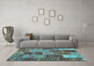 Machine Washable Patchwork Light Blue Transitional Rug in a Living Room, wshcon2699lblu