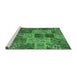 Sideview of Machine Washable Patchwork Emerald Green Transitional Area Rugs, wshcon2699emgrn
