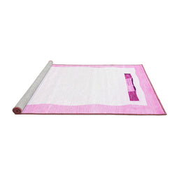 Sideview of Machine Washable Solid Pink Modern Rug, wshcon269pnk