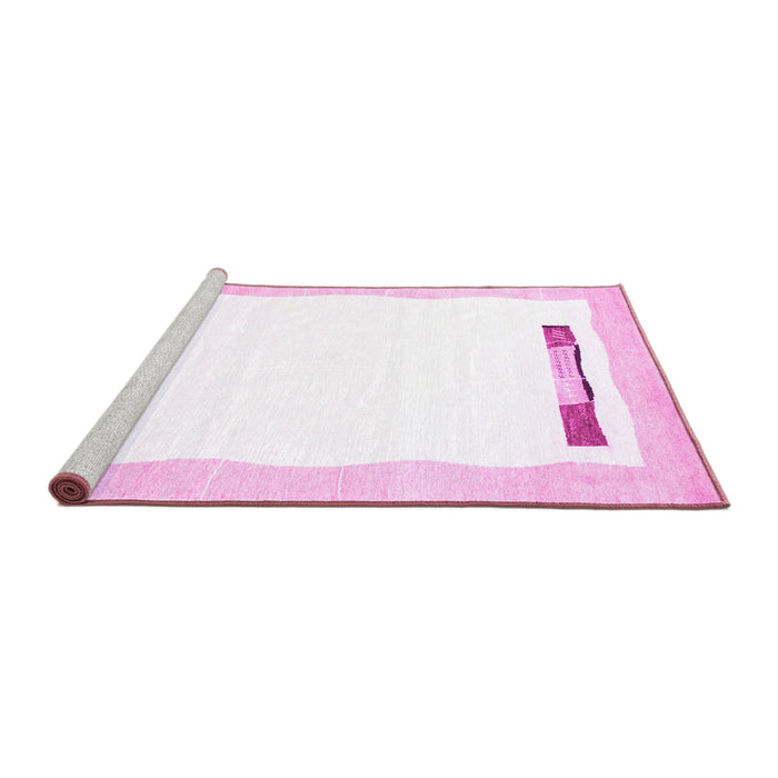 Sideview of Machine Washable Solid Pink Modern Rug, wshcon269pnk