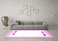 Machine Washable Solid Pink Modern Rug, wshcon269pnk