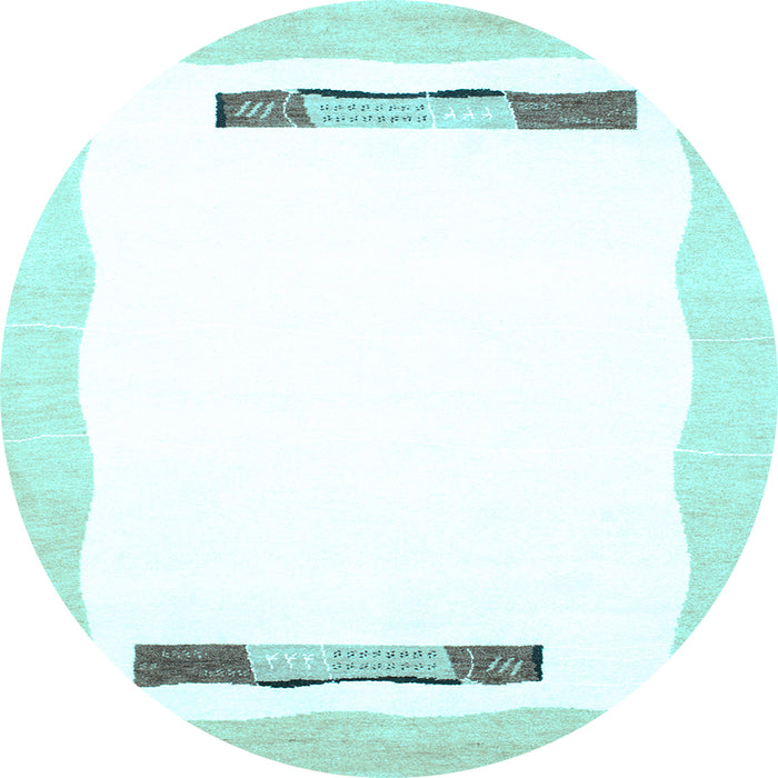 Round Machine Washable Solid Light Blue Modern Rug, wshcon269lblu