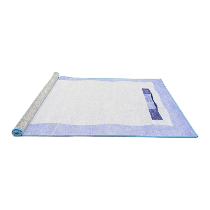 Sideview of Machine Washable Solid Blue Modern Rug, wshcon269blu