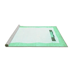 Sideview of Machine Washable Solid Turquoise Modern Area Rugs, wshcon269turq