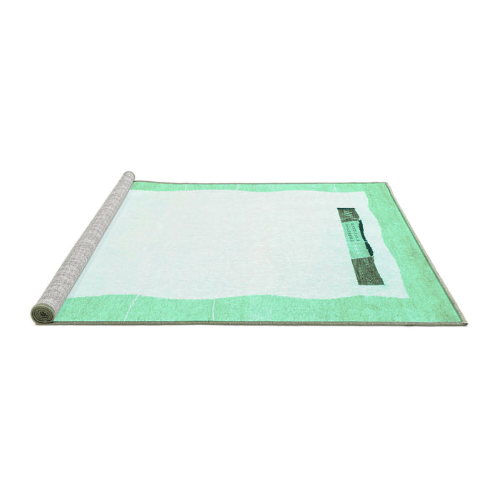 Sideview of Machine Washable Solid Turquoise Modern Area Rugs, wshcon269turq