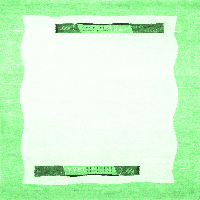 Square Machine Washable Solid Emerald Green Modern Area Rugs, wshcon269emgrn