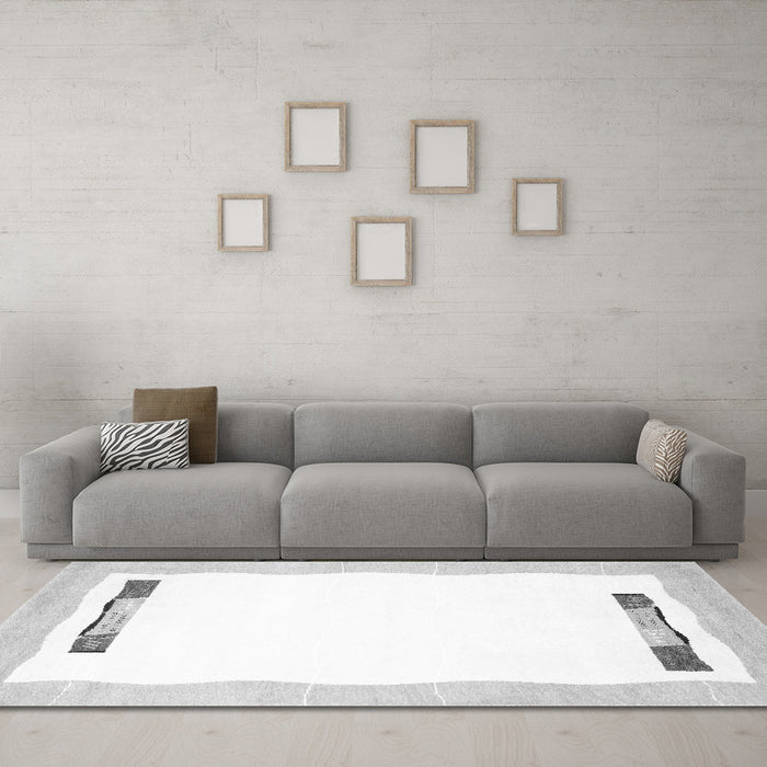 Machine Washable Solid Gray Modern Rug in a Living Room,, wshcon269gry