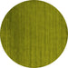 Round Abstract Yellow Contemporary Rug, con26yw