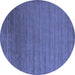 Round Abstract Blue Contemporary Rug, con26blu