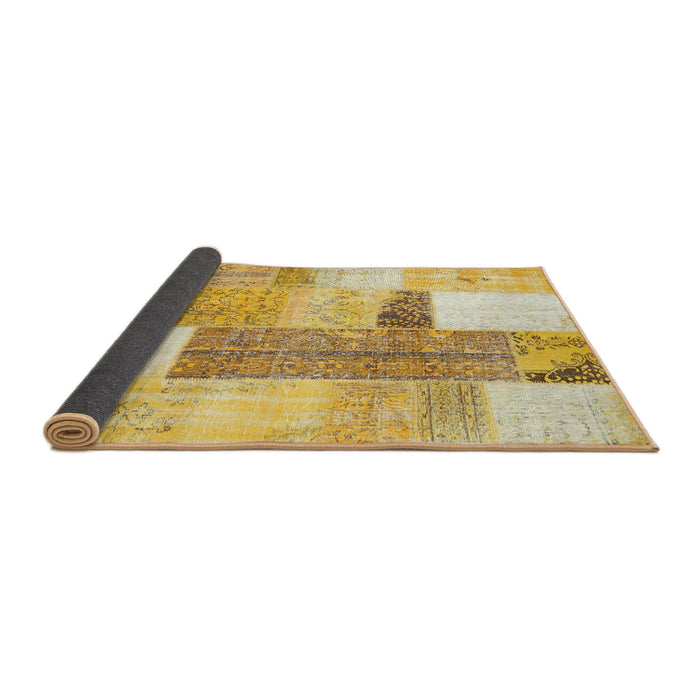 Thickness of Contemporary Caramel Brown Patchwork Rug, con2700