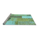 Sideview of Machine Washable Patchwork Light Blue Transitional Rug, wshcon2700lblu