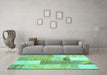 Machine Washable Patchwork Turquoise Transitional Area Rugs in a Living Room,, wshcon2700turq