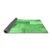 Sideview of Patchwork Emerald Green Transitional Rug, con2700emgrn