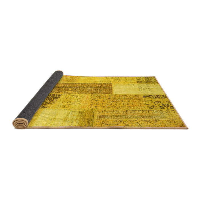 Sideview of Patchwork Yellow Transitional Rug, con2700yw