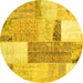 Round Patchwork Yellow Transitional Rug, con2700yw