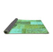 Sideview of Patchwork Turquoise Transitional Rug, con2700turq