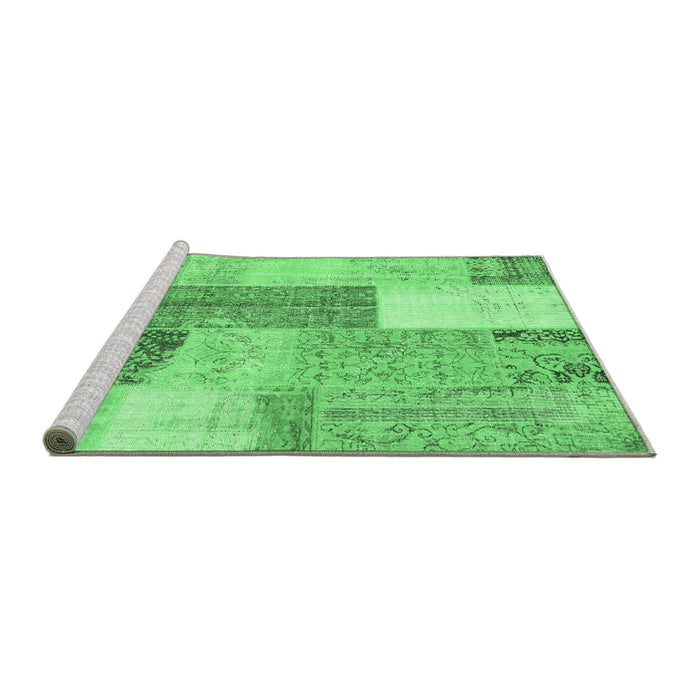 Sideview of Machine Washable Patchwork Emerald Green Transitional Area Rugs, wshcon2700emgrn