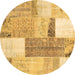 Round Patchwork Brown Transitional Rug, con2700brn