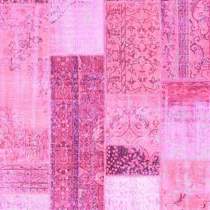 Machine Washable Patchwork Pink Transitional Rug, wshcon2700pnk