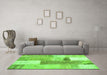 Machine Washable Patchwork Green Transitional Area Rugs in a Living Room,, wshcon2700grn