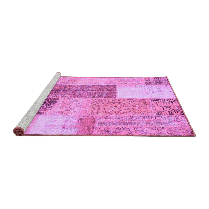 Sideview of Machine Washable Patchwork Purple Transitional Area Rugs, wshcon2700pur