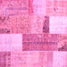 Square Machine Washable Patchwork Pink Transitional Rug, wshcon2700pnk