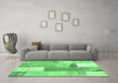 Machine Washable Patchwork Emerald Green Transitional Area Rugs in a Living Room,, wshcon2700emgrn