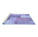 Sideview of Machine Washable Patchwork Blue Transitional Rug, wshcon2700blu