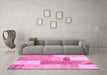 Machine Washable Patchwork Pink Transitional Rug in a Living Room, wshcon2700pnk