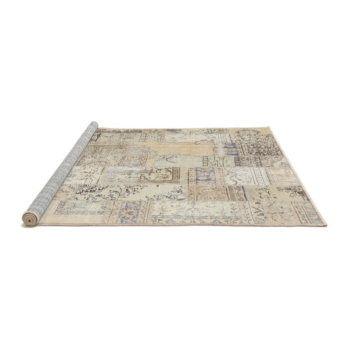 Serging Thickness of Machine Washable Contemporary Light French Beige Brown Rug, wshcon2701
