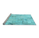 Sideview of Machine Washable Patchwork Light Blue Transitional Rug, wshcon2701lblu