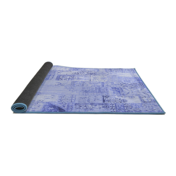 Sideview of Patchwork Blue Transitional Rug, con2701blu