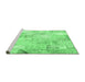 Sideview of Machine Washable Patchwork Emerald Green Transitional Area Rugs, wshcon2701emgrn