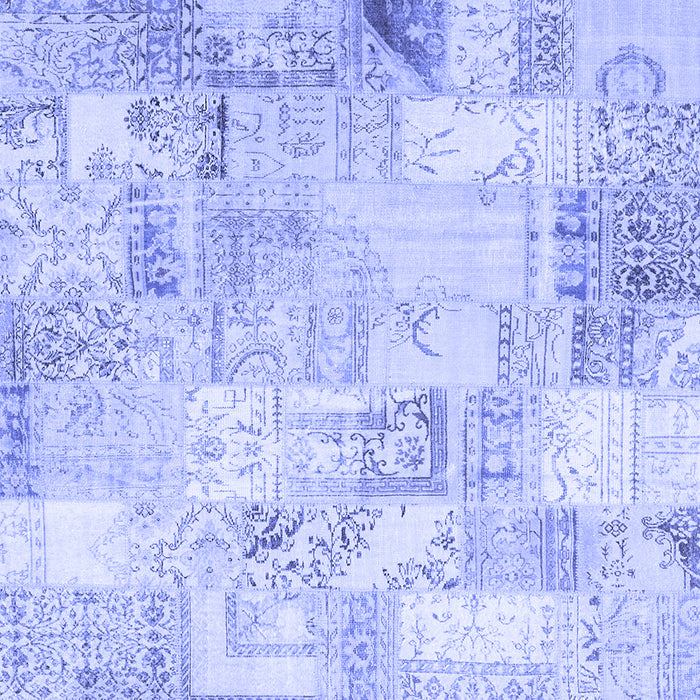 Square Machine Washable Patchwork Blue Transitional Rug, wshcon2701blu