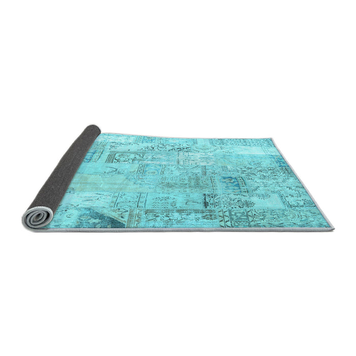 Sideview of Patchwork Light Blue Transitional Rug, con2701lblu