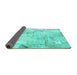 Sideview of Patchwork Turquoise Transitional Rug, con2701turq