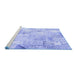 Sideview of Machine Washable Patchwork Blue Transitional Rug, wshcon2701blu