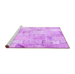 Sideview of Machine Washable Patchwork Purple Transitional Area Rugs, wshcon2701pur