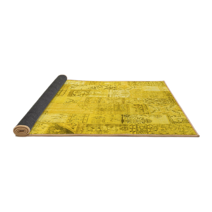 Sideview of Patchwork Yellow Transitional Rug, con2701yw