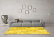 Machine Washable Patchwork Yellow Transitional Rug in a Living Room, wshcon2701yw