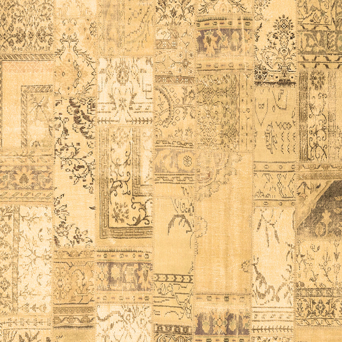 Machine Washable Patchwork Brown Transitional Rug, wshcon2701brn