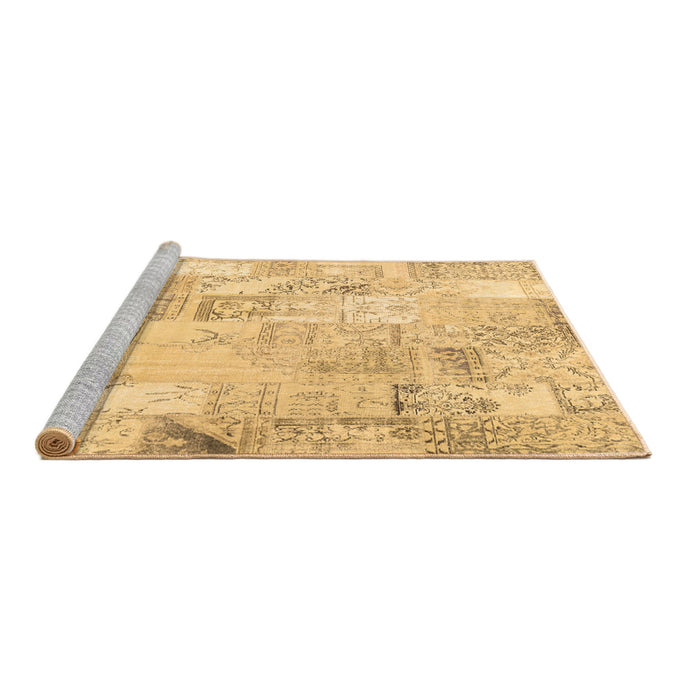 Sideview of Machine Washable Patchwork Brown Transitional Rug, wshcon2701brn
