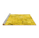 Sideview of Machine Washable Patchwork Yellow Transitional Rug, wshcon2701yw