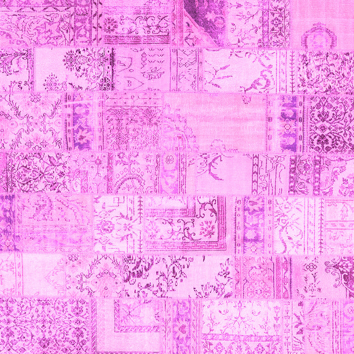 Square Machine Washable Patchwork Pink Transitional Rug, wshcon2701pnk
