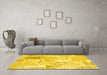 Machine Washable Patchwork Yellow Transitional Rug in a Living Room, wshcon2702yw