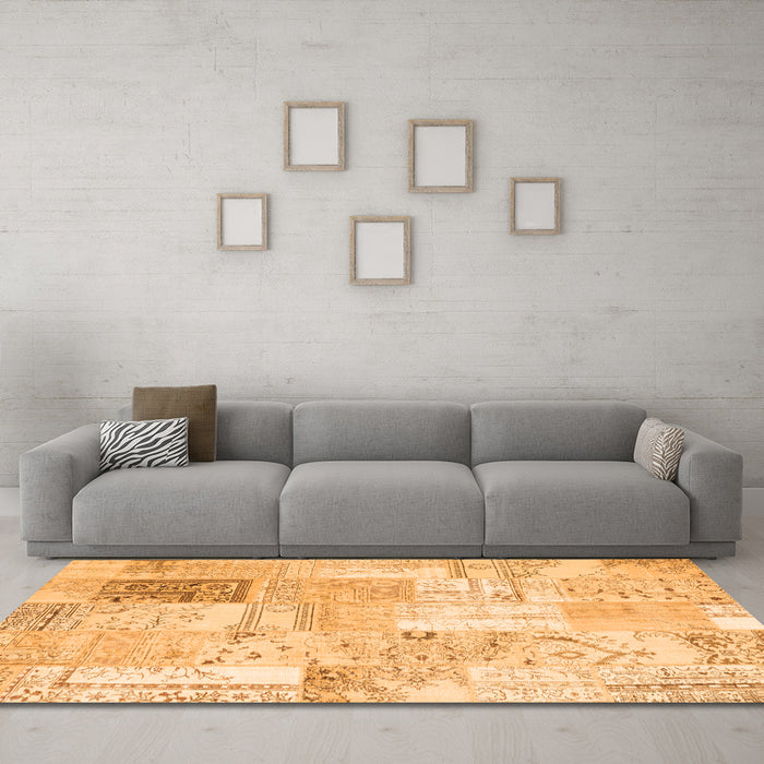 Machine Washable Patchwork Orange Transitional Area Rugs in a Living Room, wshcon2702org